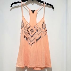 Express Bling Beaded Embroidery Tank Top